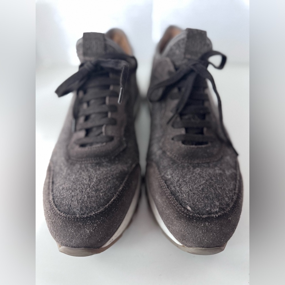 Fabiano Ricci Sneakers Brown Knit Calf Suede Stretch Wool Shoes Mens Size 43 - Picture 4 of 12
